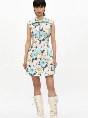 Ganni W0258 Floral Printed Cotton Mini Dress - NWT